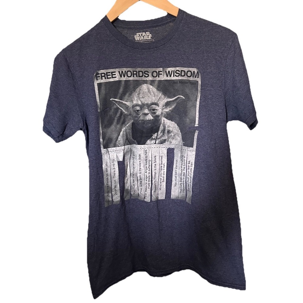 Star Wars Men's M Jedi Master Yoda "Free Words of Wisdom" Blue T-Shirt 0278